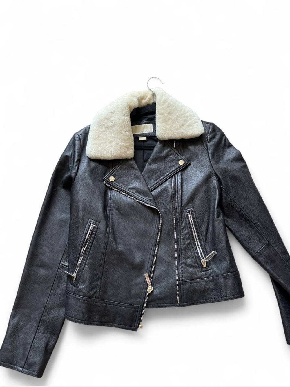 Michael Michael kors 100% real genuine leather Black jacket with shearling